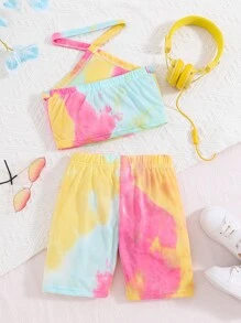 Girls Tie Dye Halter Top & Shorts - Multicolor - View 2