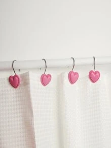 12pcs Heart Shaped Shower Curtain Hook - Pink - View 2