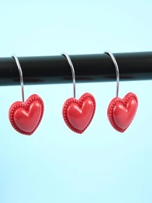 12pcs Heart Decor Shower Curtain Hook - Red - View 5