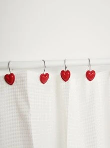 12pcs Heart Decor Shower Curtain Hook - Red - View 9