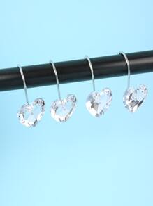 12 piezas Gancho de cortina de ducha con diseño de corazón - transparente - Ver 3
