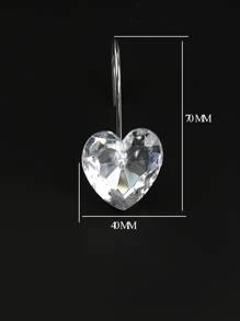 12 piezas Gancho de cortina de ducha con diseño de corazón - transparente - Ver 7
