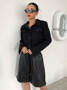 DAZY Flap Detail Crop Jacket - Black - View 6