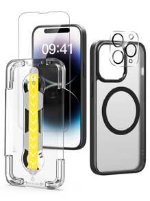 Habyby 3pcs Clear anti-yellow Phone Case & Screen Protection Film & lens protection film Set - Black - View 1