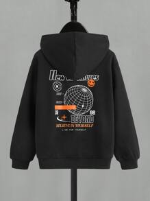 SHEIN 男孩字母圖案連帽衫