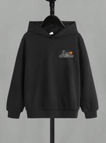 SHEIN 男孩字母圖案連帽衫