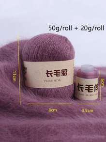 2pcs 50g+20g Plush Mink Cashmere Yarn Soft Blended Merino Woollen Yarn for Crocheting Cardigan Hat Scarf Fancy - Red Violet - View 3