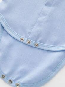 BOARNSEORL 男婴绅士连体衣 - 蓝色短袖领衬衫配领结 - 淺藍色 - 查看 3