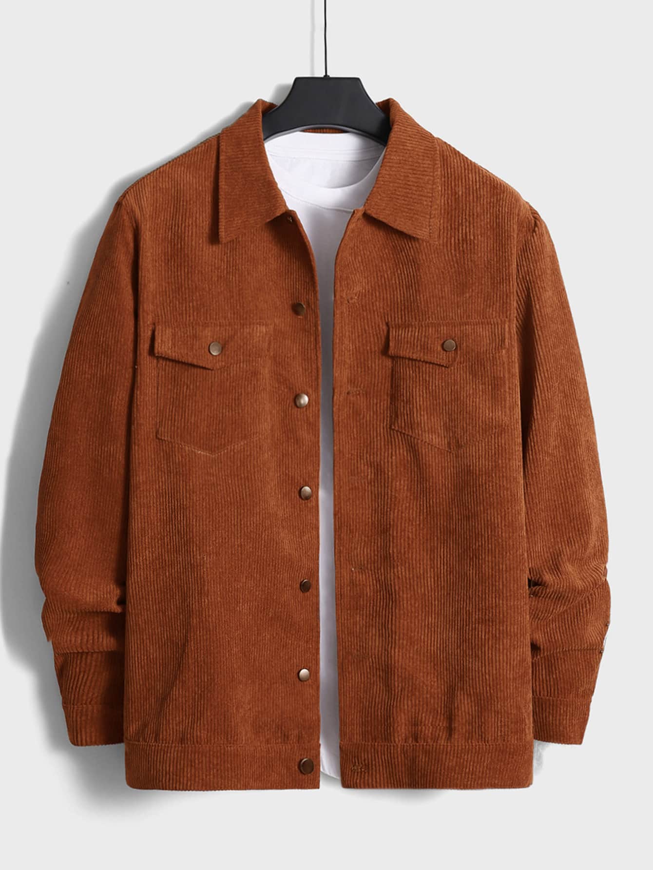 Manfinity Hombres Cazadora con bolsillo con solapa de pana sin camiseta - Óxido marrón - Ver 1