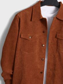 Manfinity Hombres Cazadora con bolsillo con solapa de pana sin camiseta - Óxido marrón - Ver 2