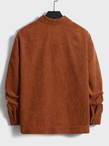 Manfinity Hombres Cazadora con bolsillo con solapa de pana sin camiseta - Óxido marrón - Ver 3