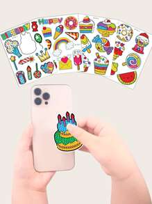 4入組卡通圖案DIY水鑽貼紙 - 彩色 - 查看 4