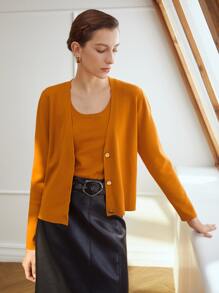 MOTF PREMIUM KNIT TOP & CARDIGAN SET - Orange - View 6