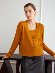 MOTF PREMIUM KNIT TOP & CARDIGAN SET - Orange - View 9
