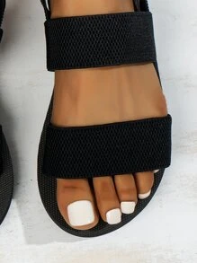 極簡風格露跟涼鞋 - 黑色 - 查看 6