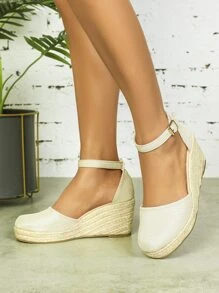 編織踝帶楔形淺口鞋