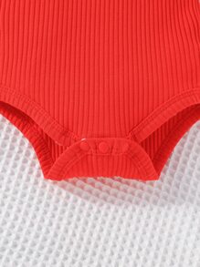 嬰兒荷葉邊連體衣和西瓜圖案前蝴蝶結背帶半身裙和配件髮箍 - 彩色 - 查看 8