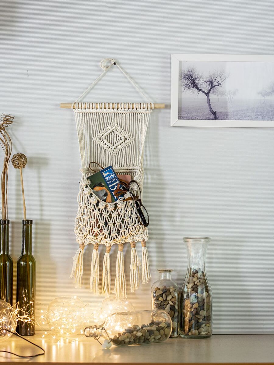 1pc dệt tua rua treo tường - Màu be - View 1