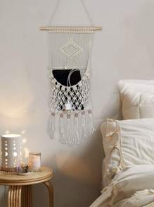 1pc dệt tua rua treo tường - Màu be - View 3