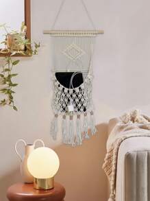 1pc dệt tua rua treo tường - Màu be - View 4