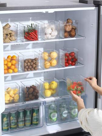 1入組透明食品儲物盒冰箱儲物盒冰箱收納盒