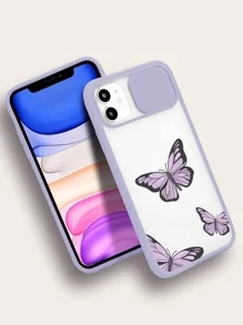 Butterfly Pattern Slide Camera Cover Case Compatible With IPhone Compatible With IPhone 11,IPhone 13,IPhone 14 Pro Max - Purple - View 2