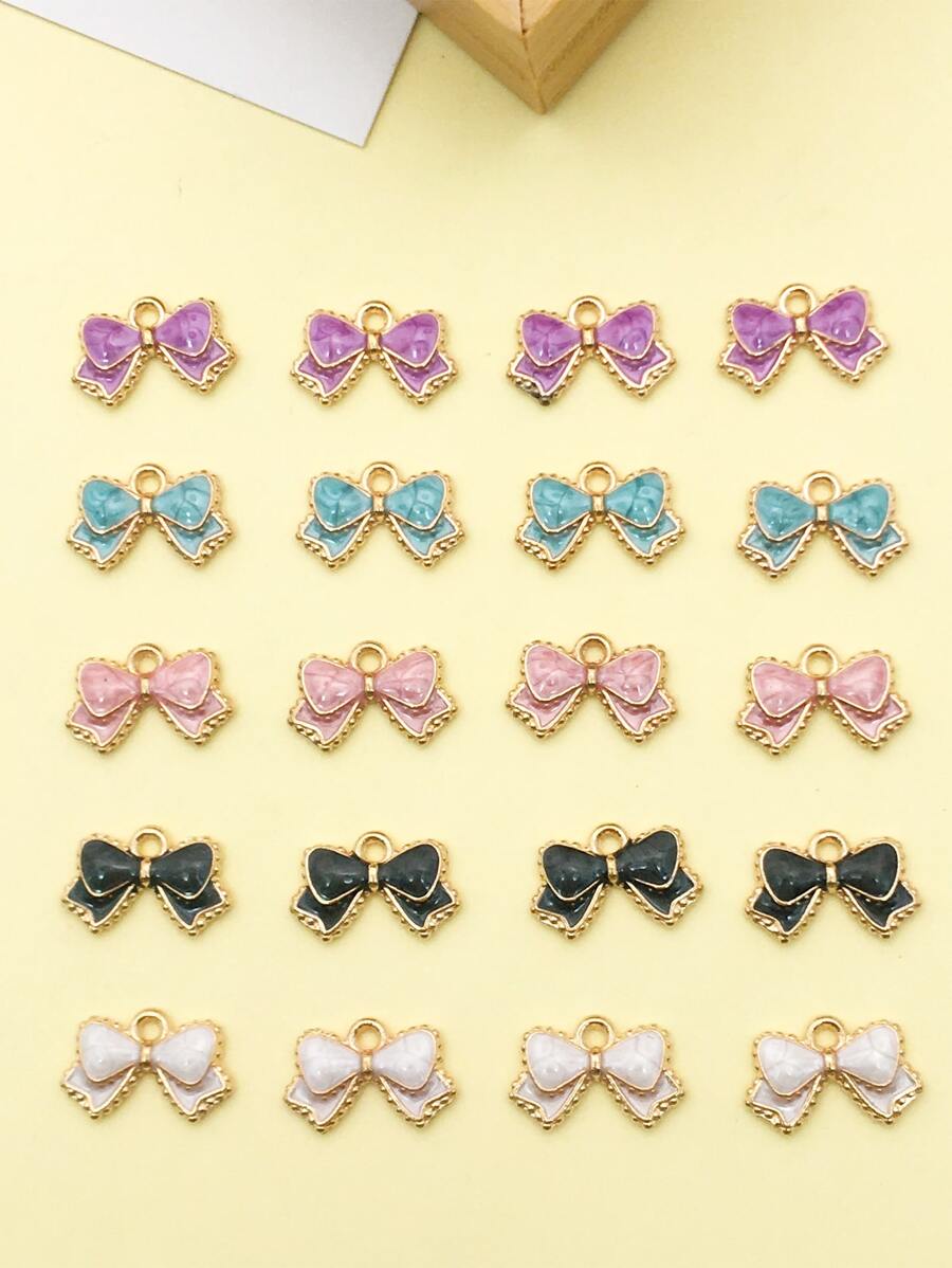 20pcs Alloy Bow DIY Pendant Valentines