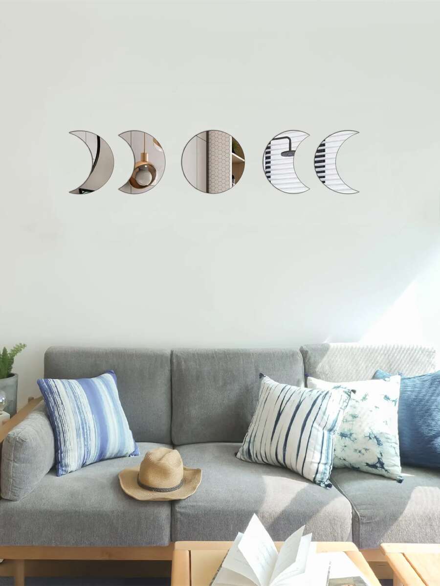 1 Set Of Acrylic Mirror Decorative Wall Stickers - Silver - View 1