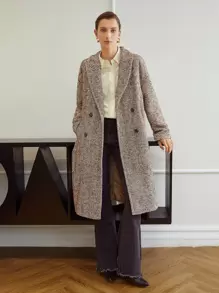 MOTF PREMIUM HERRINGBONE DOUBLE BREASTED OVERCOAT - Multicolor - View 4