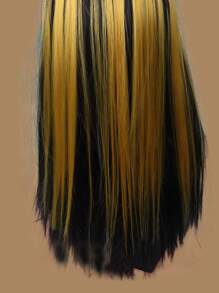 ROMWE Grunge Punk 5pcs Clip Long Straight Hairpiece - Mustard Yellow - View 1