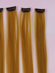ROMWE Grunge Punk 5pcs Clip Long Straight Hairpiece - Mustard Yellow - View 3