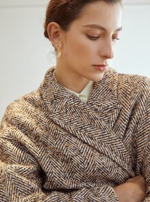 MOTF PREMIUM HERRINGBONE DOUBLE BREASTED OVERCOAT - Multicolor - View 9