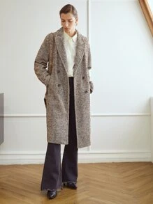 MOTF PREMIUM HERRINGBONE DOUBLE BREASTED OVERCOAT - Multicolor - View 10