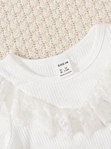 Baby Lace Trim Tee & Jeans - Blue and White - View 3