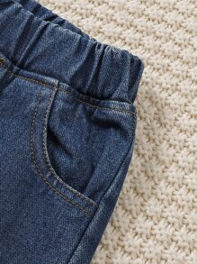 Baby Lace Trim Tee & Jeans - Blue and White - View 7