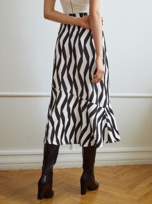 MOTF PREMIUM Falda sirena con estampado - Blanco y Negro - Ver 3