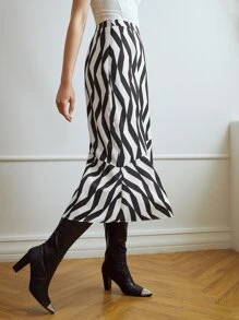 MOTF PREMIUM Falda sirena con estampado - Blanco y Negro - Ver 5