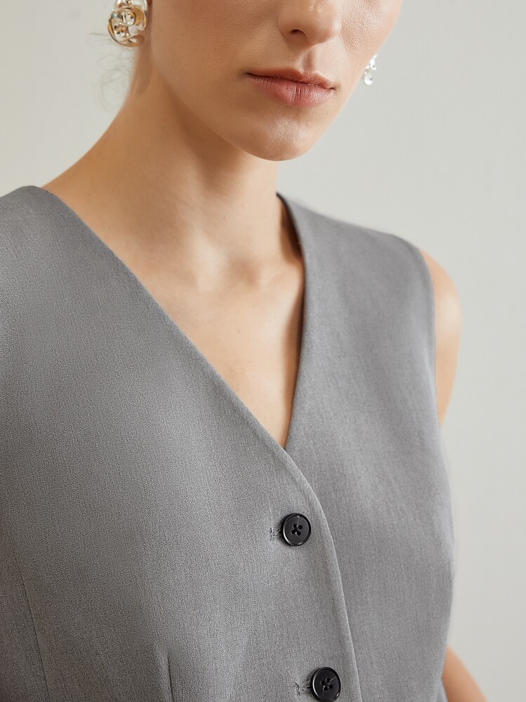 MOTF PREMIUM VISCOSE-BLEND WAISTCOAT,OLD MONEY - Grey - View 7