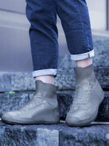 1pair Plain Rain Boots Cover - Grey - View 1