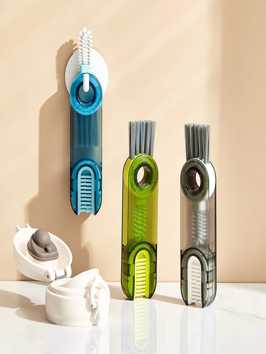 1pc 3 In 1 Tiny Bottle Cup Lid Detail Brush Straw Cleaner Tools Multi-Functional Crevice Cleaning Brush, Water Bottle Cleaning Brush For Bottles Clean Brushes For Nursing Bottle Cups Cover - Multicolor - View 1