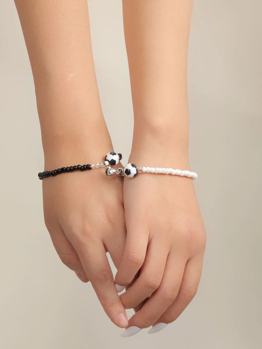 2pcs Fashionable Soccer Ball Elastic Sexy Couple Bracelet