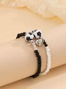 2pcs Fashionable Soccer Ball Elastic Sexy Couple Bracelet