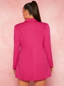 SHEIN SXY 大碼西裝領雙排釦西裝連衣裙 - 玫紅色 - 查看 2