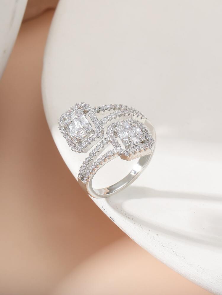 Rhinestone Decor Cuff Ring