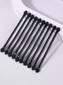 10 piezas Aplicador de esponjas para sombras de ojos, cepillo de cejas, cepillo de sombras de ojos, cepillo de pestañas, cepillo de pestañas, regalos - Negro - Ver 5