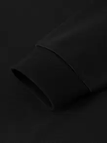 Manfinity Dauomo 男士 Geo 恐龙印花保暖内衬卫衣，秋冬季长袖上衣 - 黑色 - 查看 4