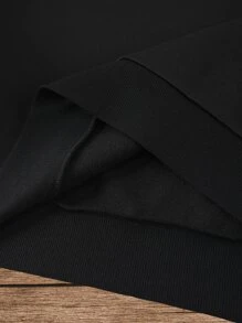 Manfinity Dauomo 男士 Geo 恐龙印花保暖内衬卫衣，秋冬季长袖上衣 - 黑色 - 查看 5