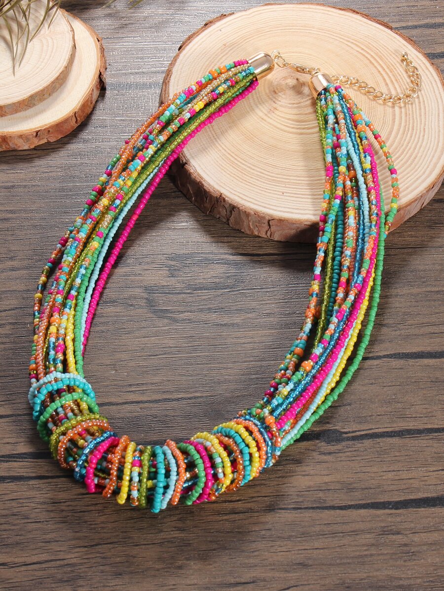 Vòng cổ đính cườm khối màu nhiều lớp - Nhiều màu - Xem 1