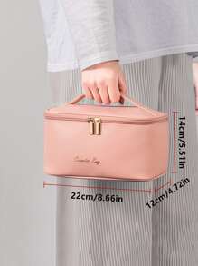 PU Open Cover Túi đựng mỹ phẩm Túi giặt di động Túi lưu trữ di động Hộp đựng mỹ phẩm Túi vệ sinh Túi đựng đồ trang điểm Hộp đựng đồ trang điểm Hộp đựng đồ trang điểm - Hồng - Xem 5