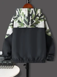 Boys Camo Print Zip Up Hooded Jacket Without Tee - Multicolor - View 2